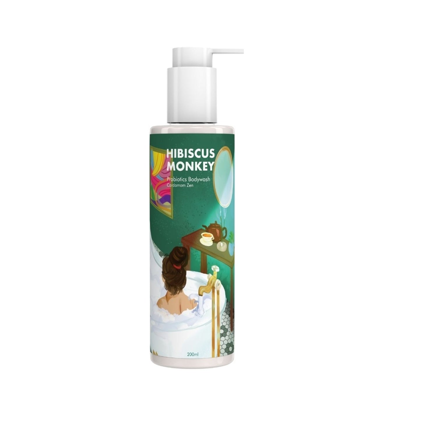 Hibiscus Monkey Probiotics Body Wash, For Skin Biome & Sensitive Skin, pH Balanced, Dermat-tested