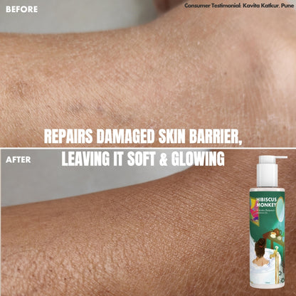 Hibiscus Monkey Probiotics Body Wash, For Skin Biome & Sensitive Skin, pH Balanced, Dermat-tested