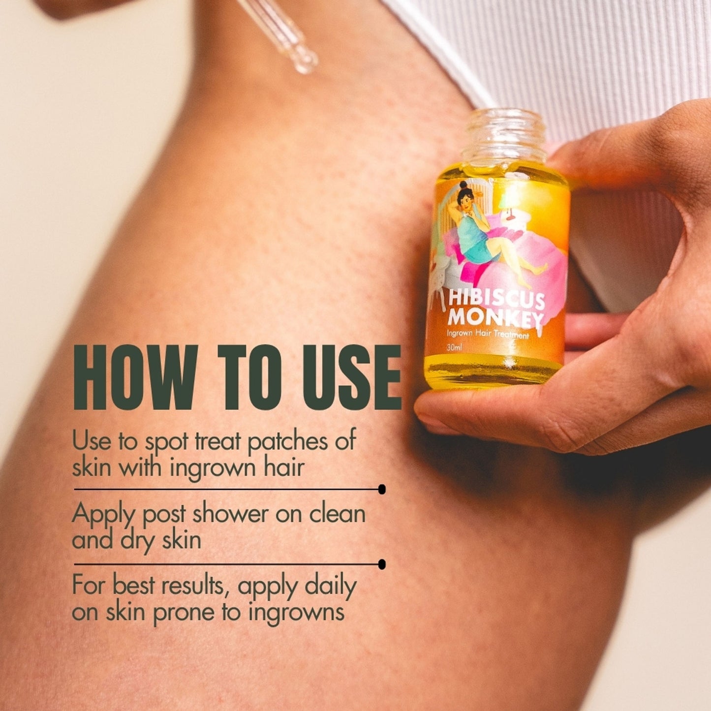 Hibiscus Monkey Ingrown Hair Treatment For Shaving and Waxing Bumps and Ingrown Hair, Dermat-tested
