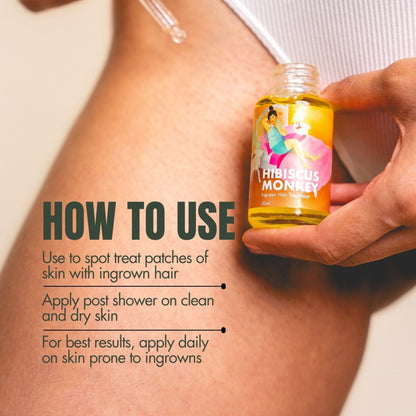 Hibiscus Monkey Ingrown Hair Treatment For Shaving and Waxing Bumps and Ingrown Hair, Dermat-tested