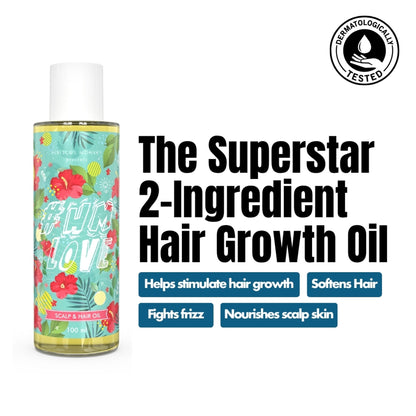 Hibiscus Monkey HM Love Scalp & Hair Oil with Fresh Hibiscus, 100% Natural for Regrowth, Anti-Frizz
