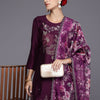 Dhiyona IE Women Floral Embroidered Regular Beads and Stones Kurta with Trousers & Dupatta