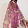 Dhiyona IE Embroidered Round Neck Thread Work Chanderi Cotton Kurta With Trousers & Dupatta