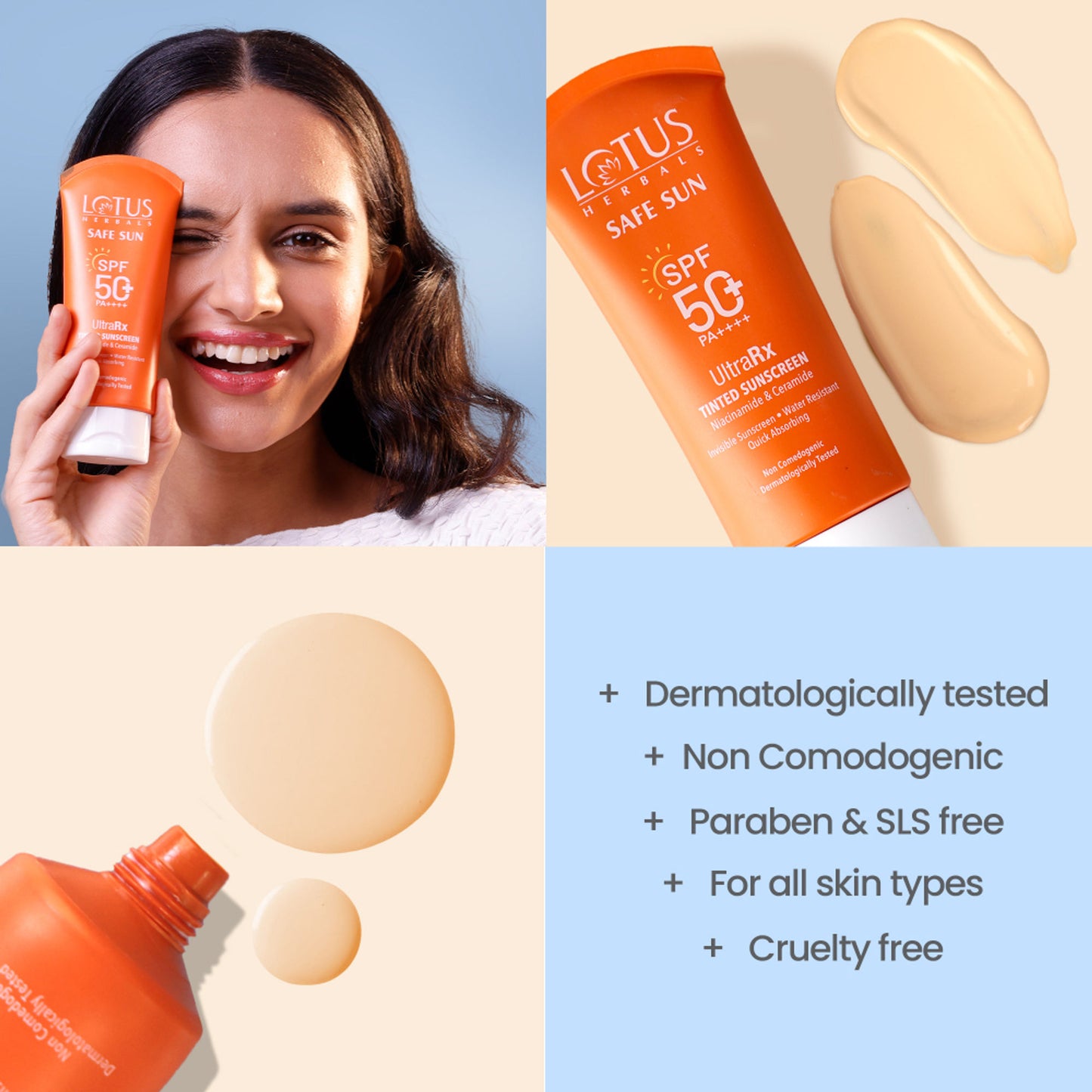 Lotus Herbals Safesun Ultrarx UV/Blue Filters Tinted Sunscreen SPF 50+ PA++++