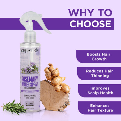 Orgatre 100% Rosemary Water Spray - Hair Growth & Scalp Nourishment Hair Spray