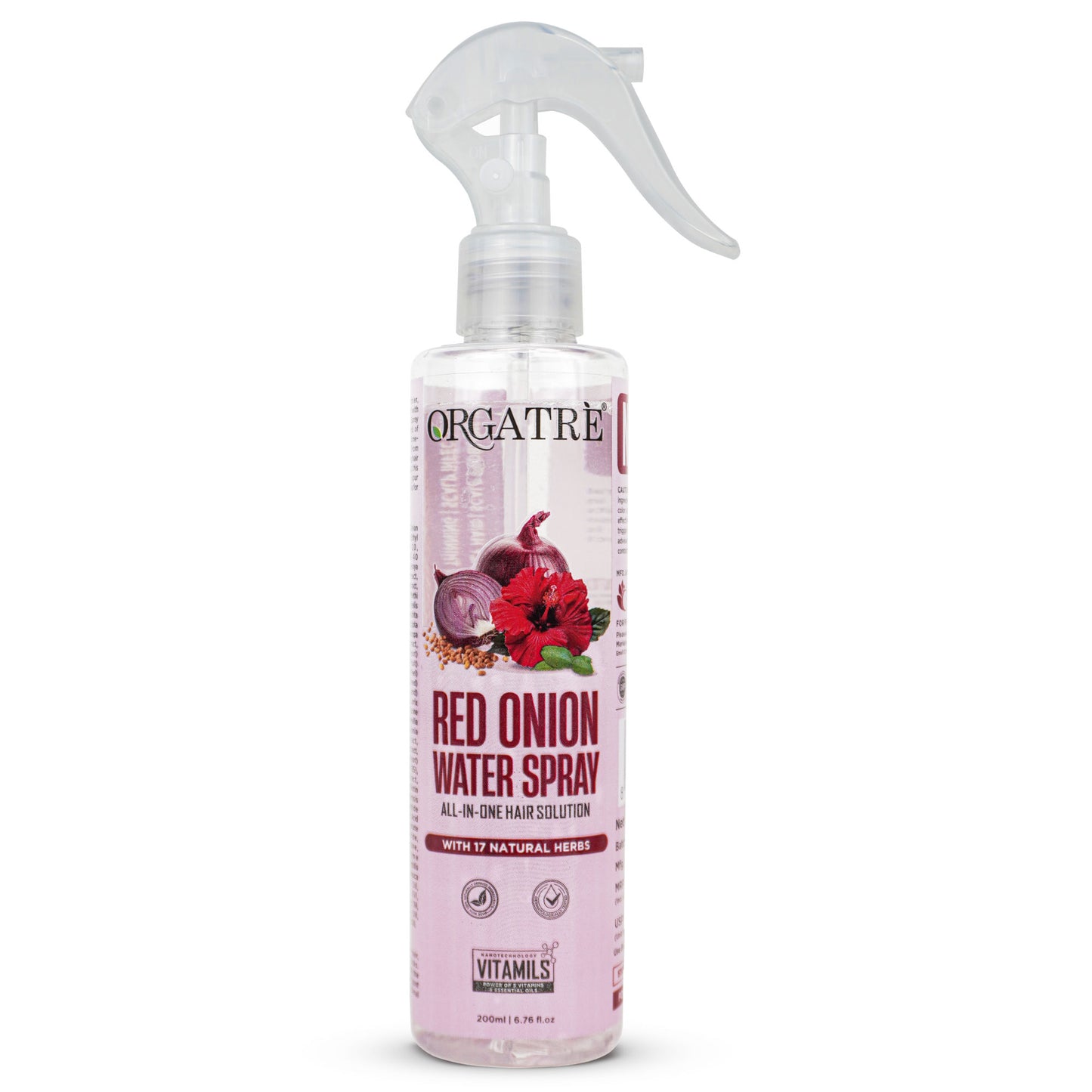 Orgatre Red Onion Water Spray - Hair Fall Control & Hair Growth Spray with 17 Natural Herbs