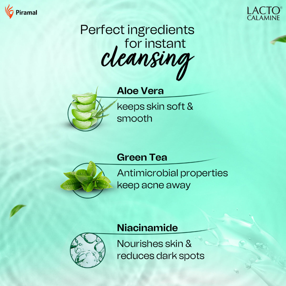 Lacto Calamine Micellar Cleansing Water,Removes Makeup & Clears Skin With Aloe Vera & Green Tea