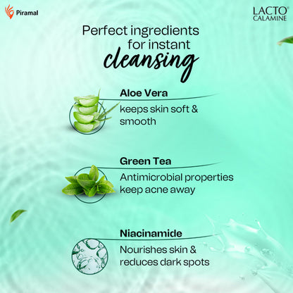 Lacto Calamine Micellar Cleansing Water,Removes Makeup & Clears Skin With Aloe Vera & Green Tea
