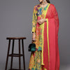 Dhiyona VA Women'sPrinted Regular Sequinned Kurta with Sharara & Dupatta