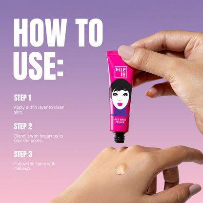 Elle 18 Ace Base Face Primer With Vitamin E, Lightweight & Water resistant