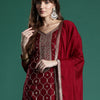 Indyancart IE Embroidered Jacquard Zari Kurta With Trousers & Dupatta