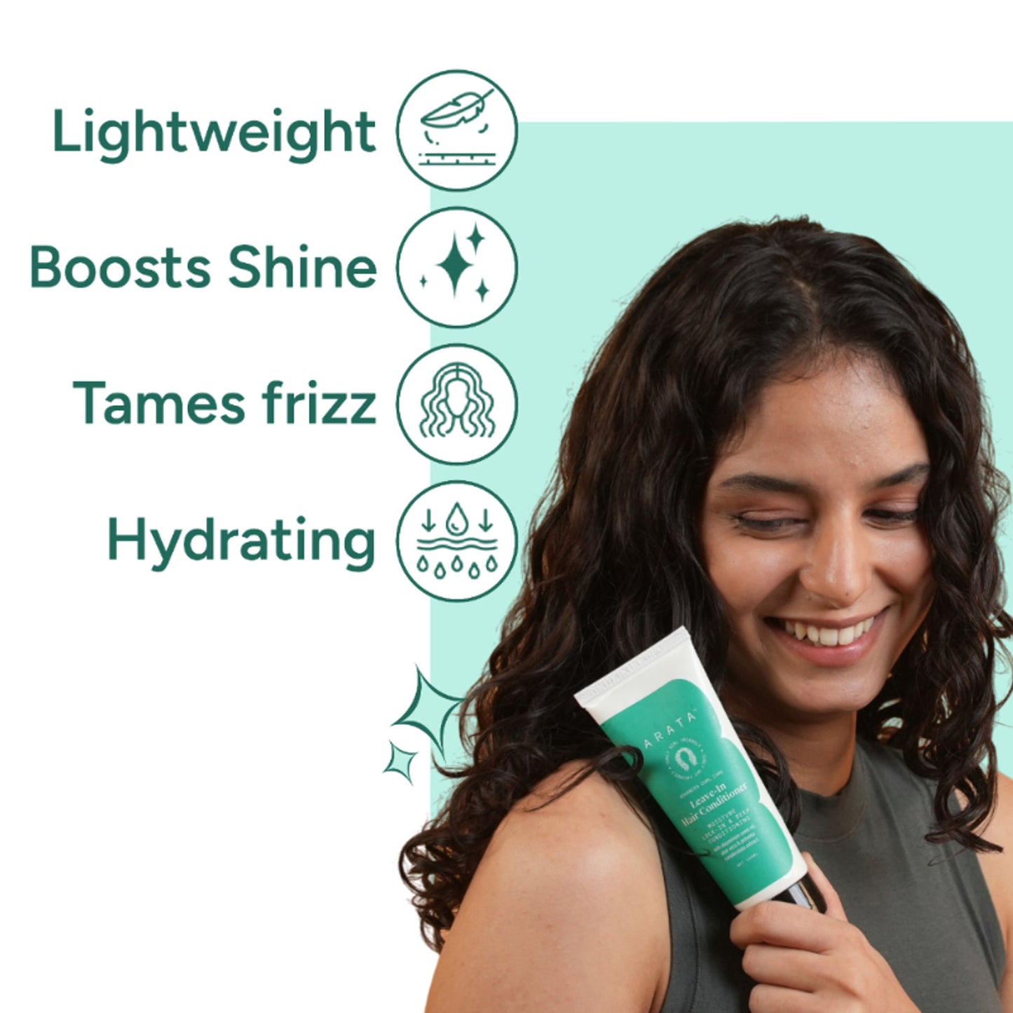 Arata Leave-In Hair Conditioner For Dry, Frizzy, Wavy, Curly Hair Adds Shine And Moisture