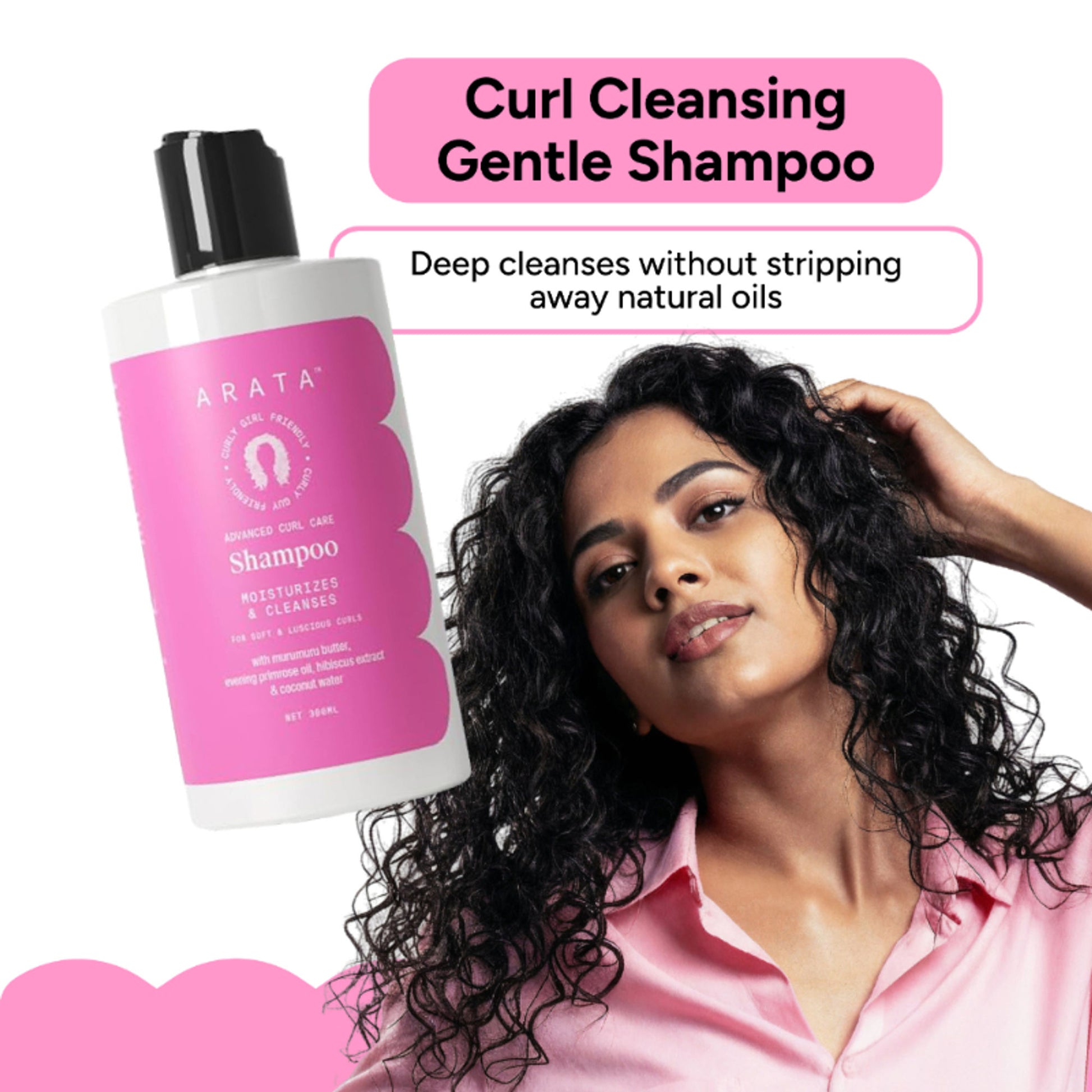 Arata Advanced Curl Care Hair Shampoo For Dry & Frizzy Hair - Murumuru Butter, Evening Primrose Oil