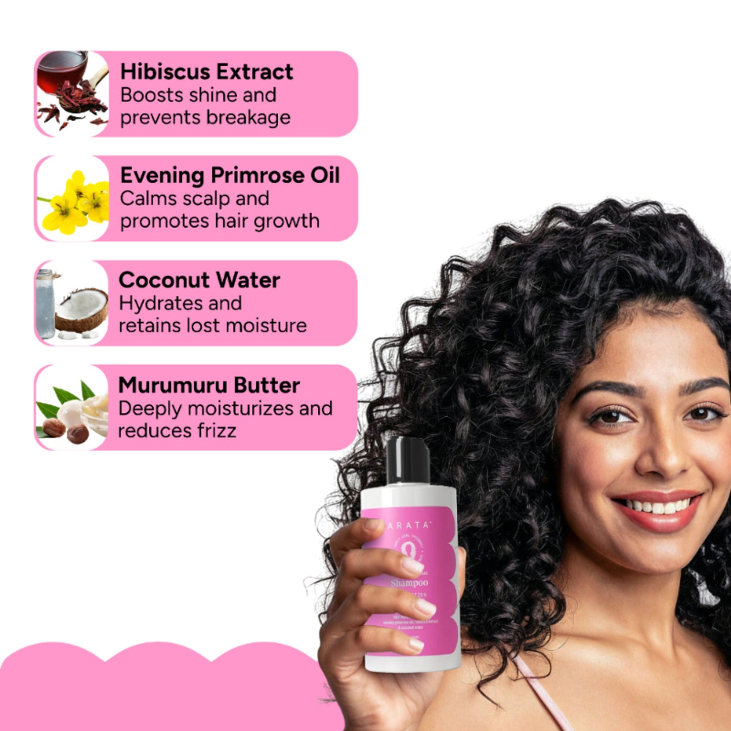 Arata Advanced Curl Care Hair Shampoo For Dry & Frizzy Hair - Murumuru Butter, Evening Primrose Oil