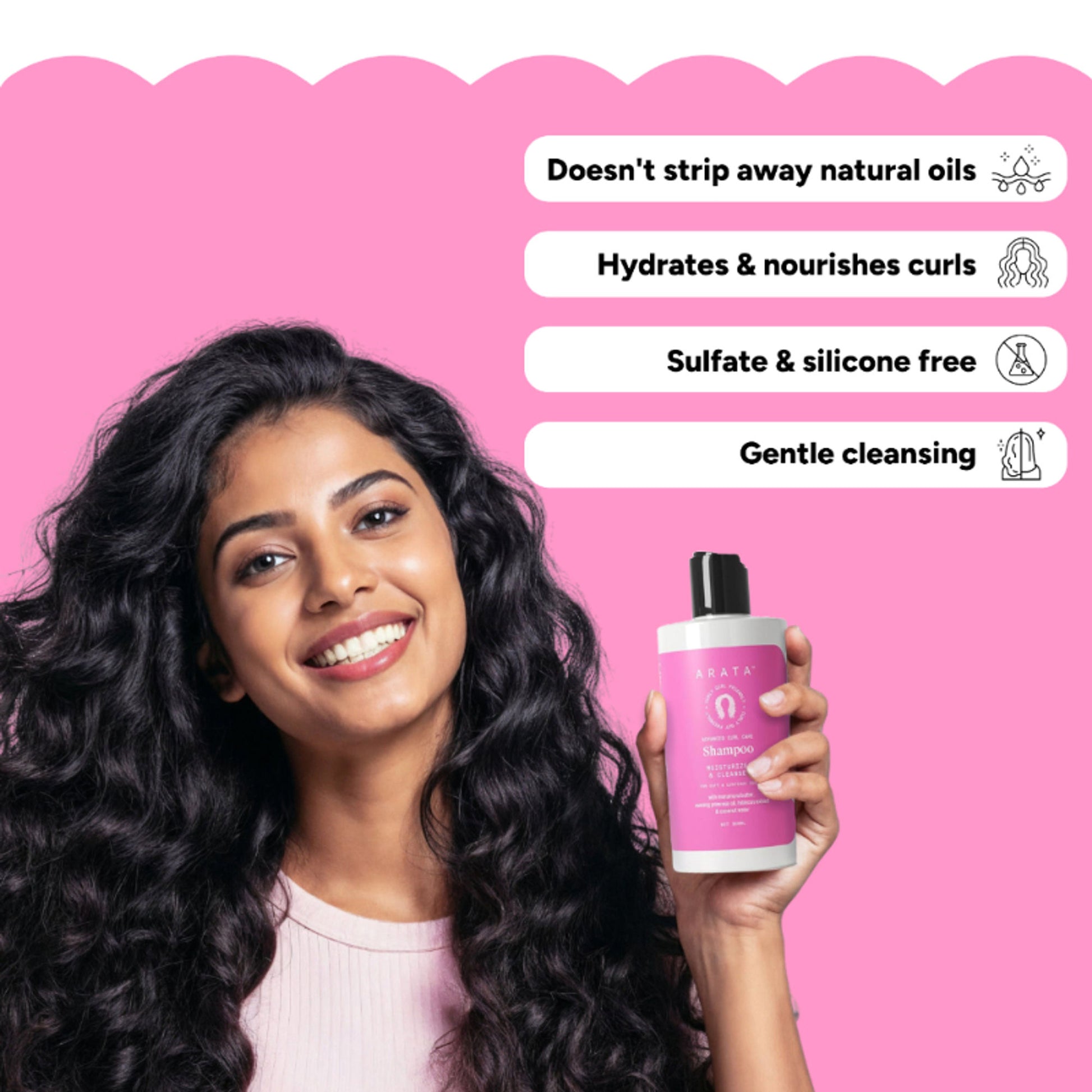 Arata Advanced Curl Care Hair Shampoo For Dry & Frizzy Hair - Murumuru Butter, Evening Primrose Oil