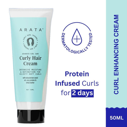 Arata Curly Hair Cream For Definition With Abyssinian Seed Oil, Soya Protein & Shea Butter