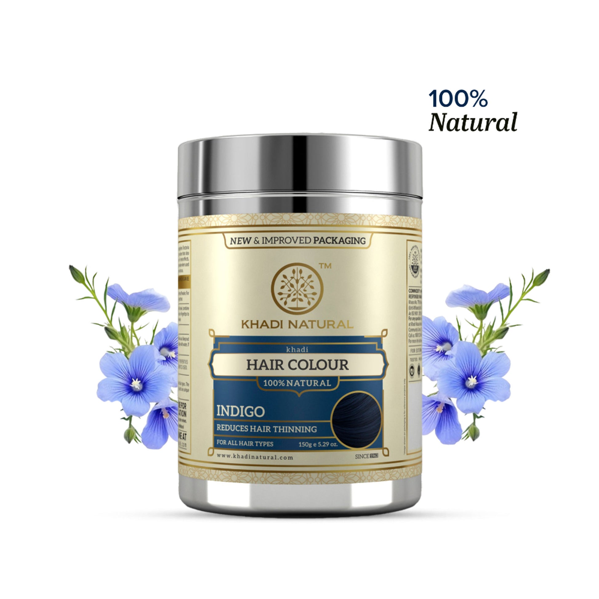 Khadi Natural Indigo Color for Natural Black Tint, Grey Coverage and Scalp Nourishment