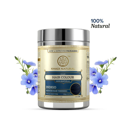 Khadi Natural Indigo Color for Natural Black Tint, Grey Coverage and Scalp Nourishment
