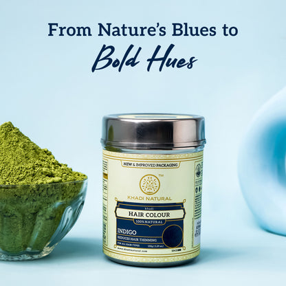 Khadi Natural Indigo Color for Natural Black Tint, Grey Coverage and Scalp Nourishment
