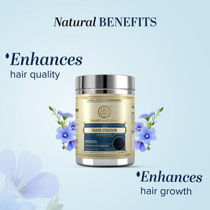 Khadi Natural Indigo Color for Natural Black Tint, Grey Coverage and Scalp Nourishment