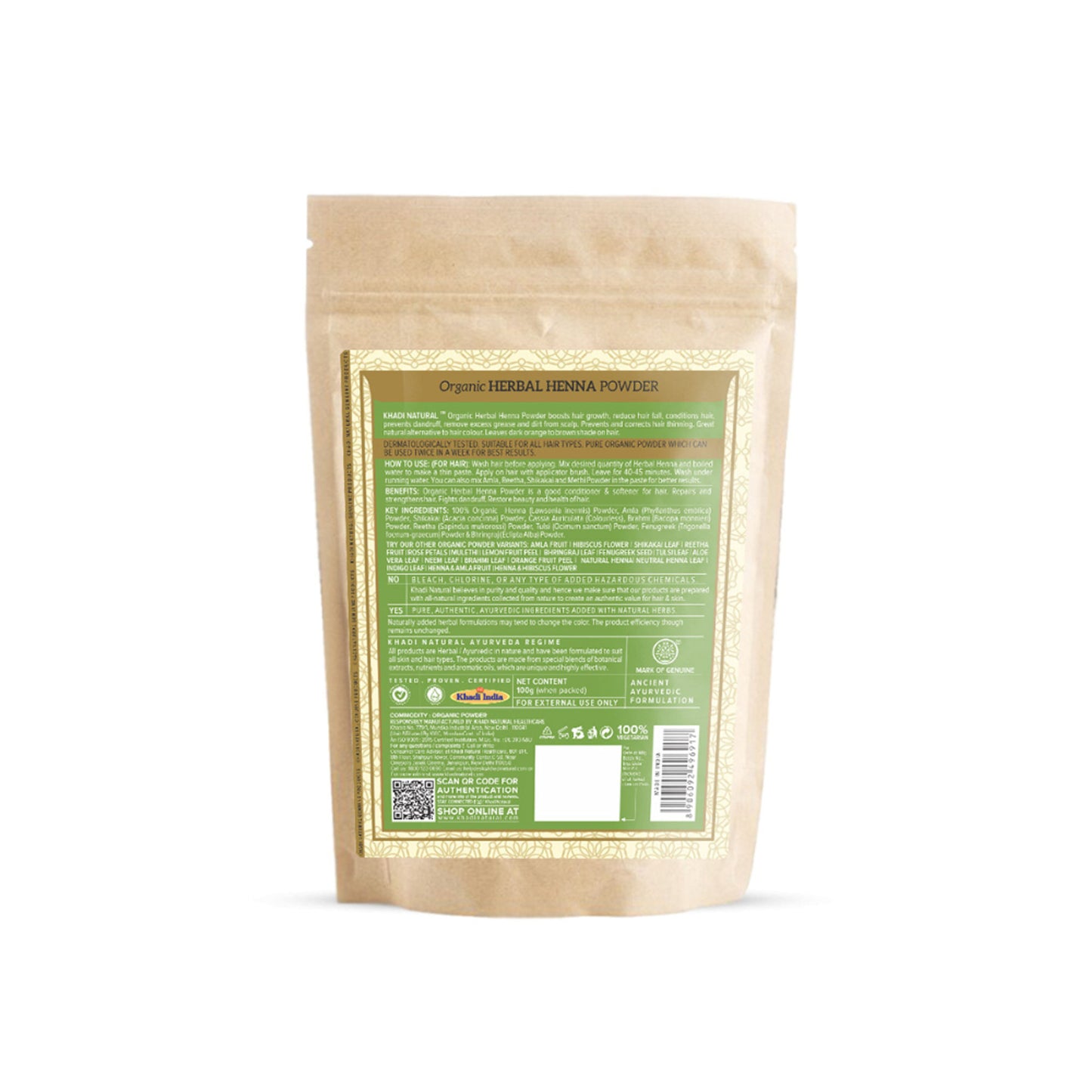 Khadi Natural Herbal Henna Organic Powder for Hair Fall, Dryness and Conditioning