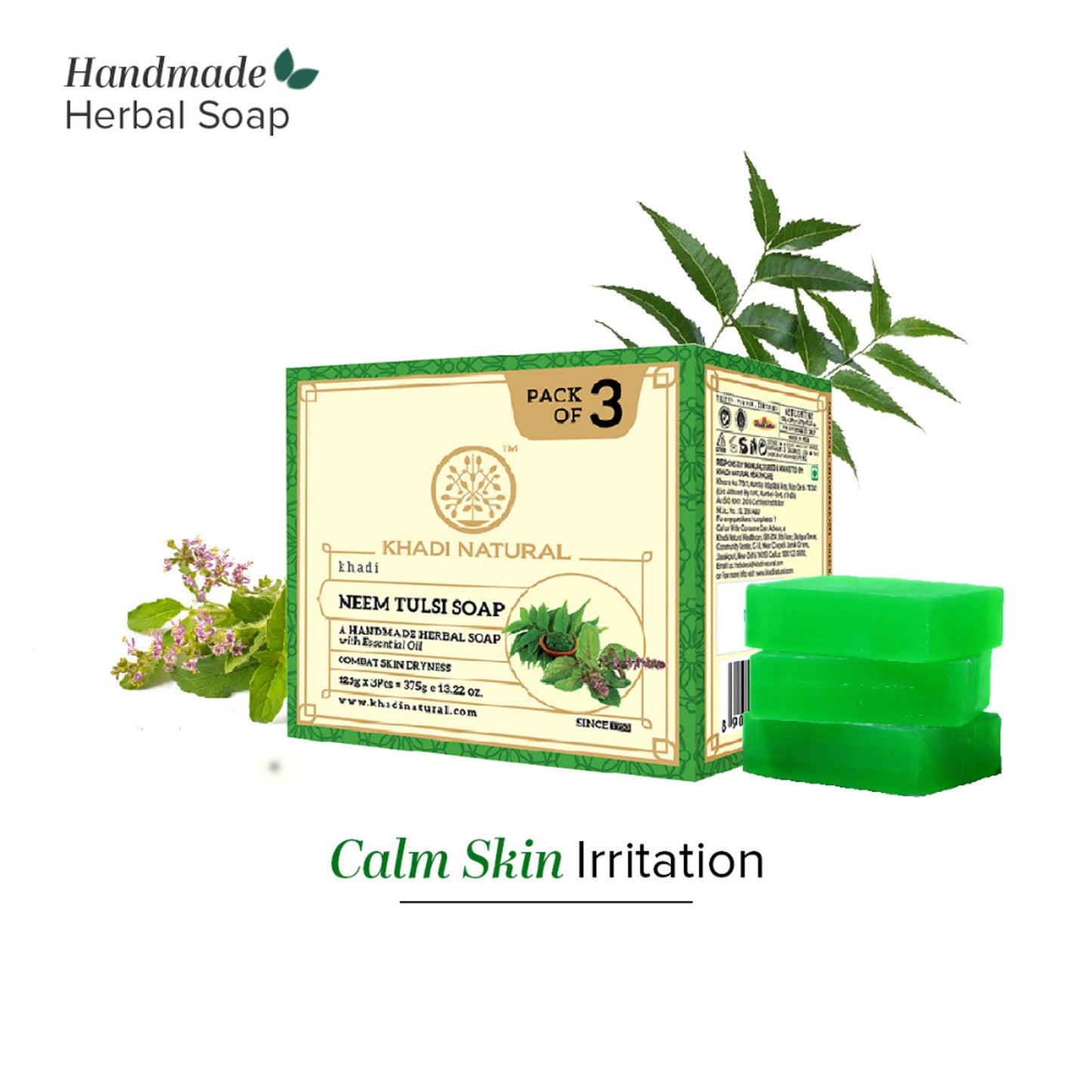 Khadi Natural Aloe Vera Soap for Skin Hydration, Cooling and Daily Nourishment Pack of 3