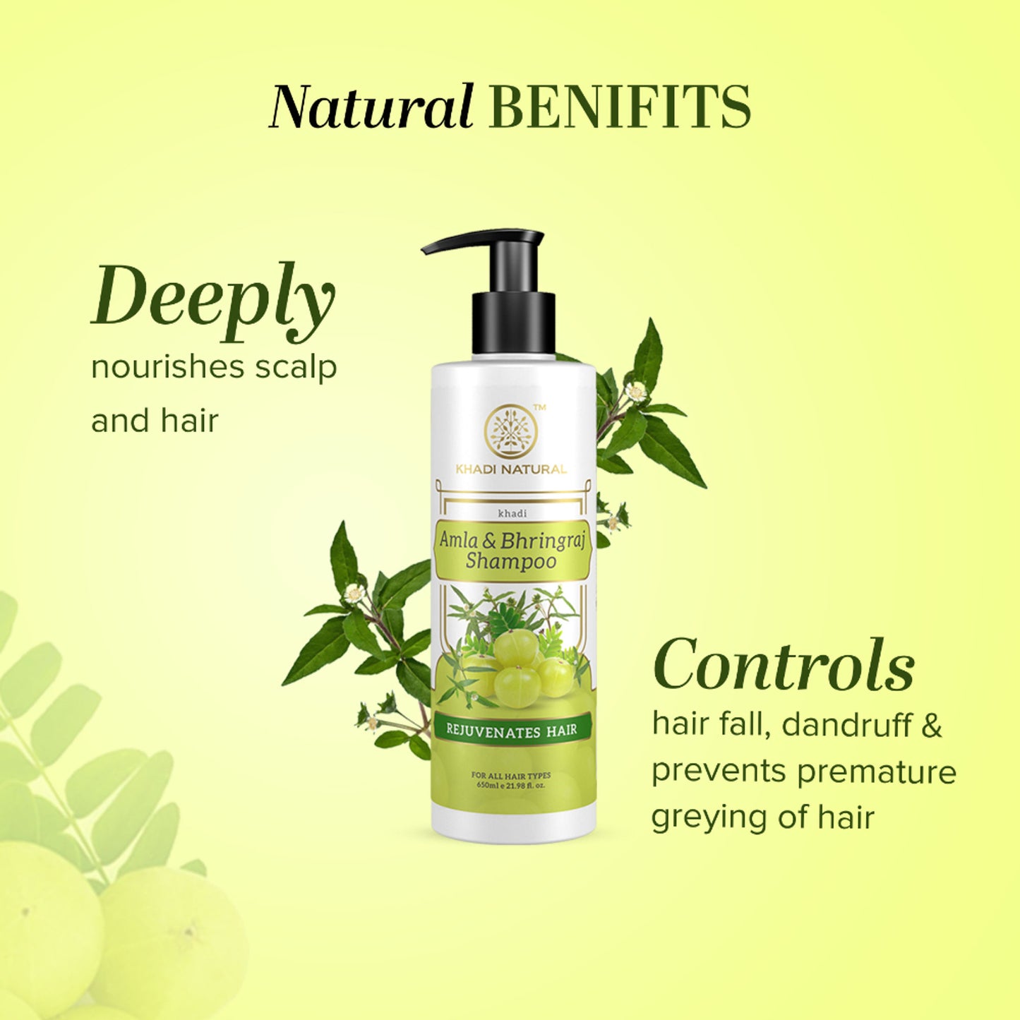 Khadi Natural Amla & Bhringraj Cleanser/Shampoo for Stronger, Thicker and Nourished Hair