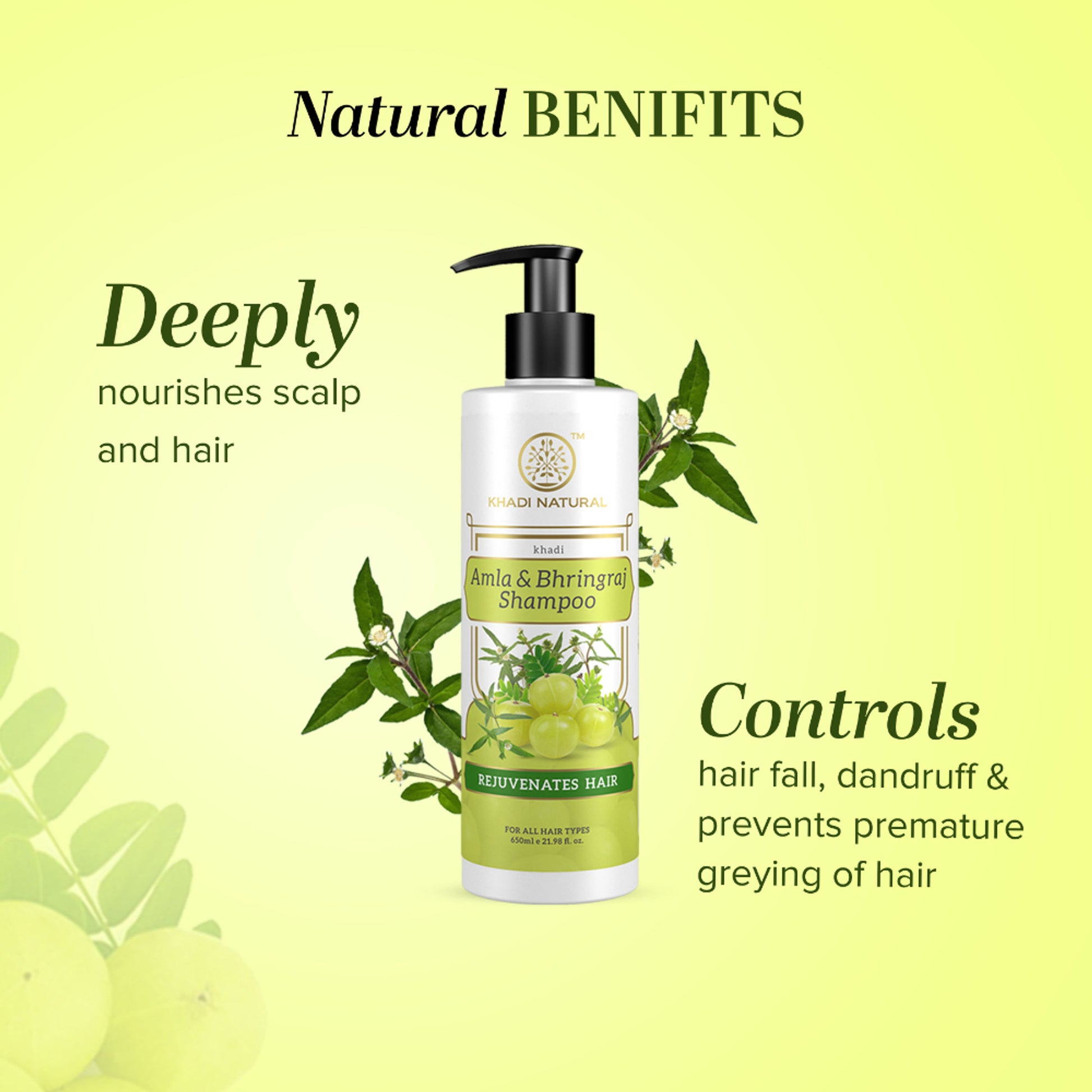 Khadi Natural Amla & Bhringraj Cleanser/Shampoo for Stronger, Thicker and Nourished Hair