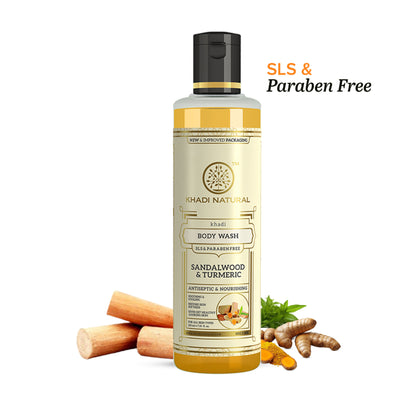 Khadi Natural Sandalwood & Turmeric Body Wash to Cleanse, Brighten, and Comfort Skin