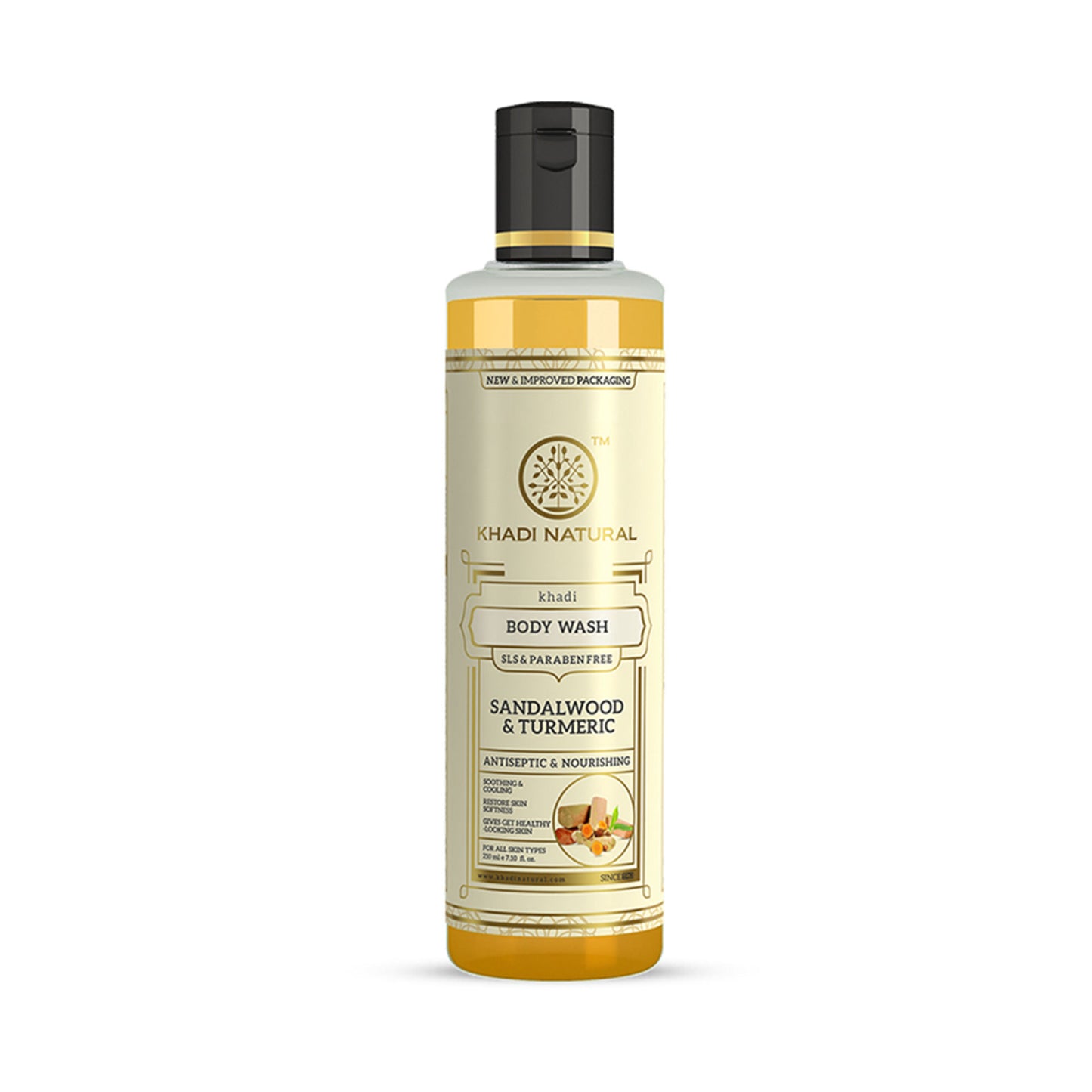 Khadi Natural Sandalwood & Turmeric Body Wash to Cleanse, Brighten, and Comfort Skin
