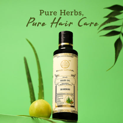 Khadi Natural 18 Herbs Hair Oil for Strong, Shiny, and Healthy Hair