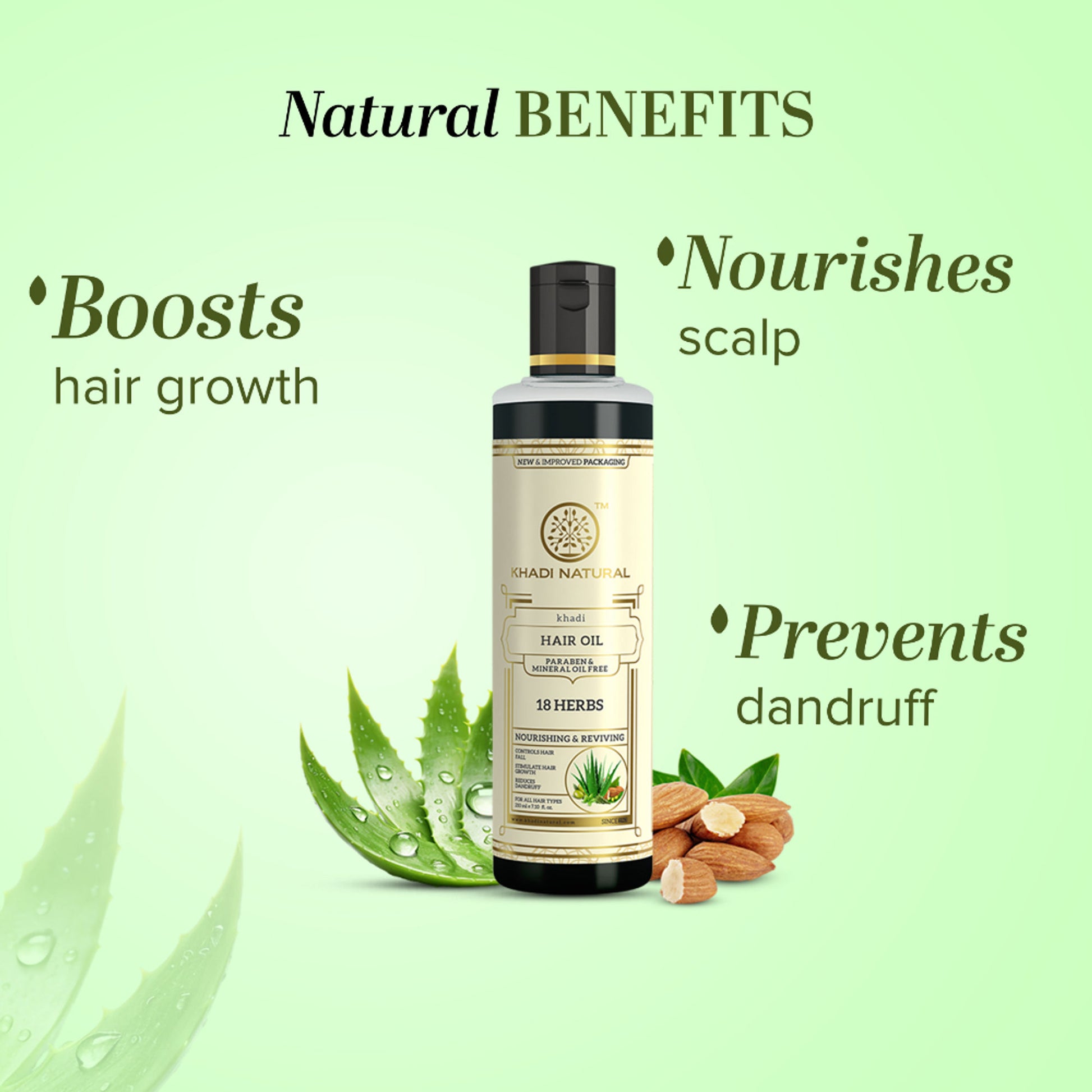 Khadi Natural 18 Herbs Hair Oil for Strong, Shiny, and Healthy Hair