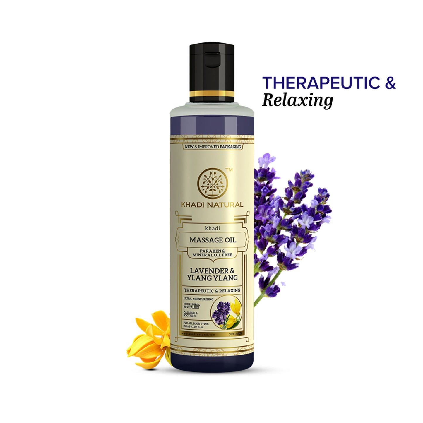 Khadi Natural Lavender & Ylang Ylang Massage Oil for Stress Relief and Dry Skin Care