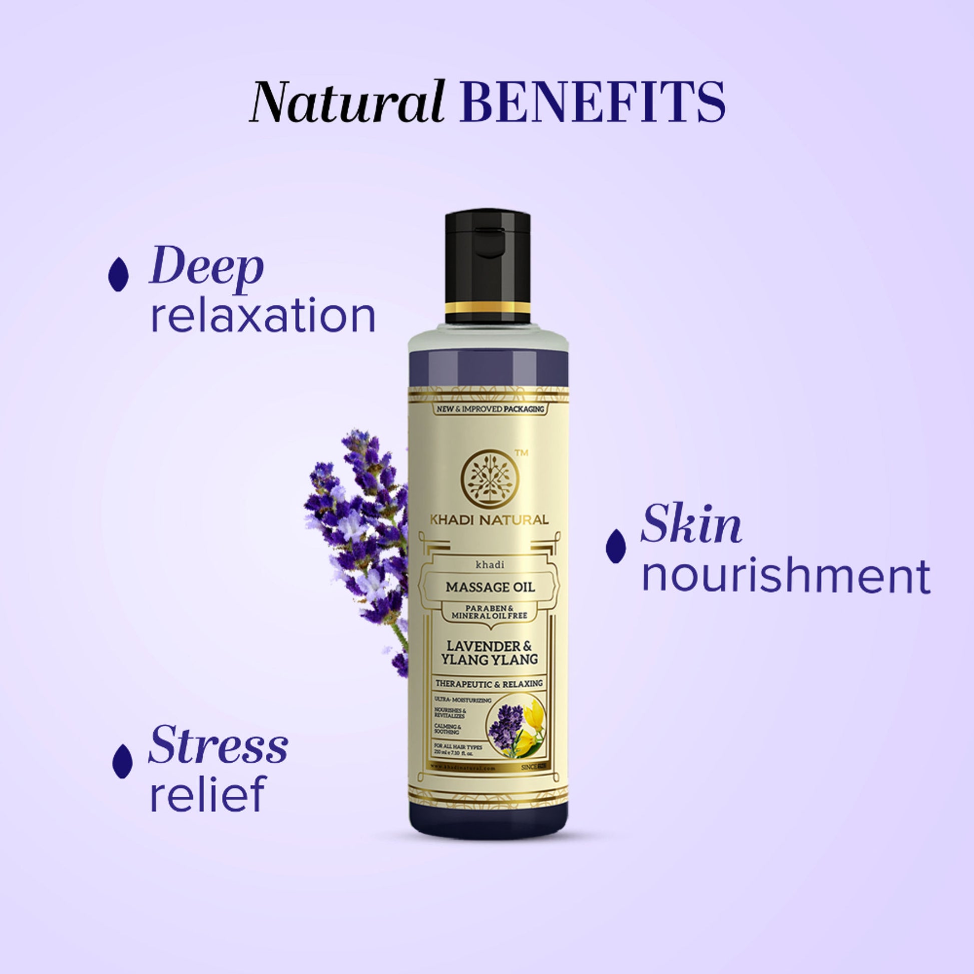 Khadi Natural Lavender & Ylang Ylang Massage Oil for Stress Relief and Dry Skin Care