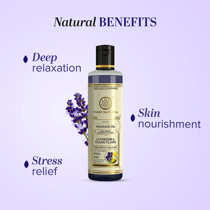 Khadi Natural Lavender & Ylang Ylang Massage Oil for Stress Relief and Dry Skin Care