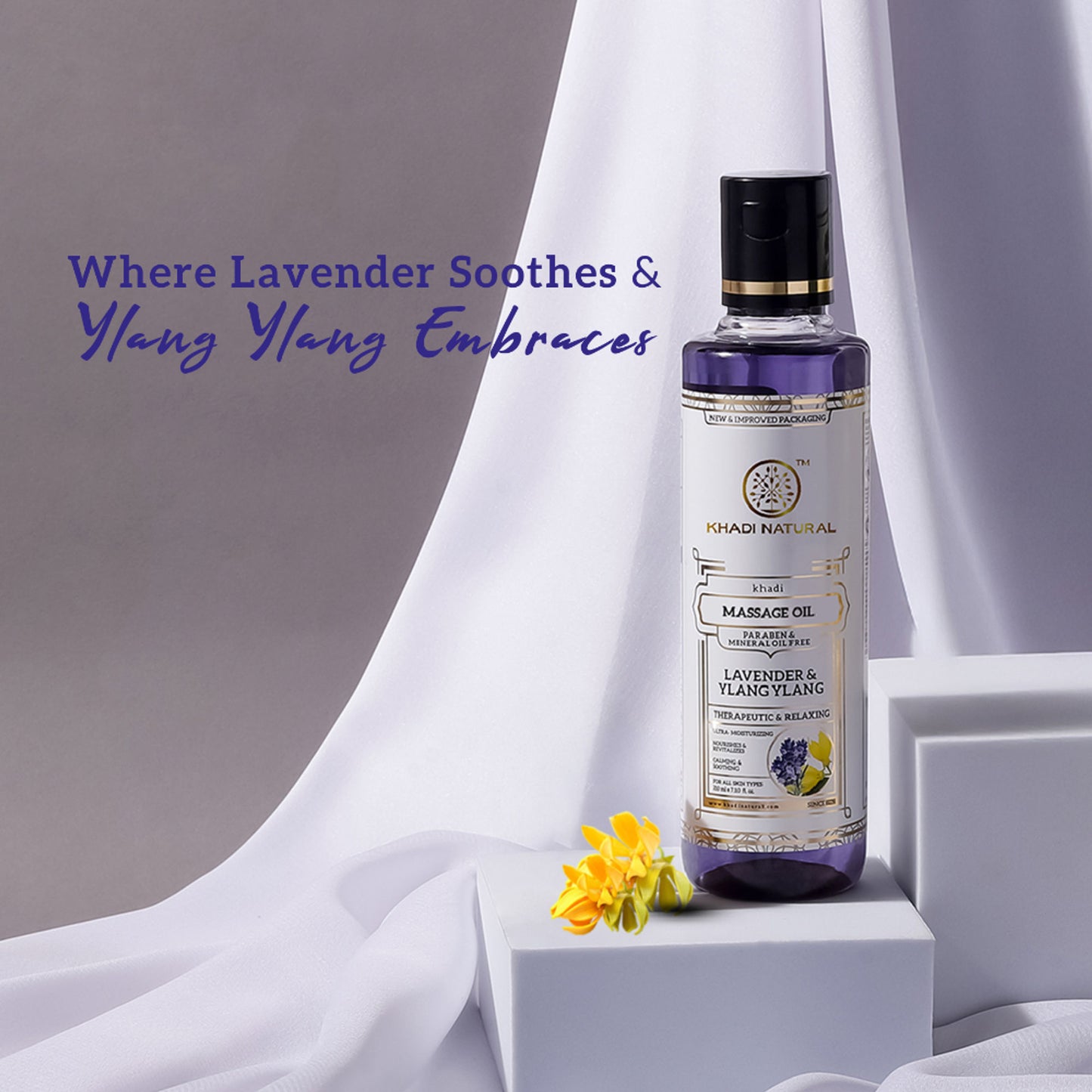 Khadi Natural Lavender & Ylang Ylang Massage Oil for Stress Relief and Dry Skin Care