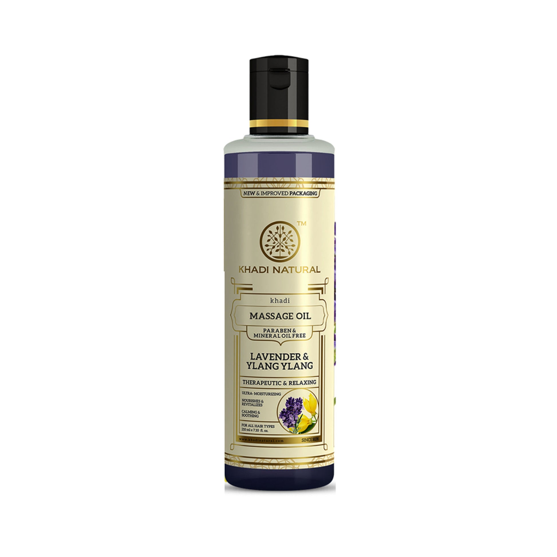 Khadi Natural Lavender & Ylang Ylang Massage Oil for Stress Relief and Dry Skin Care