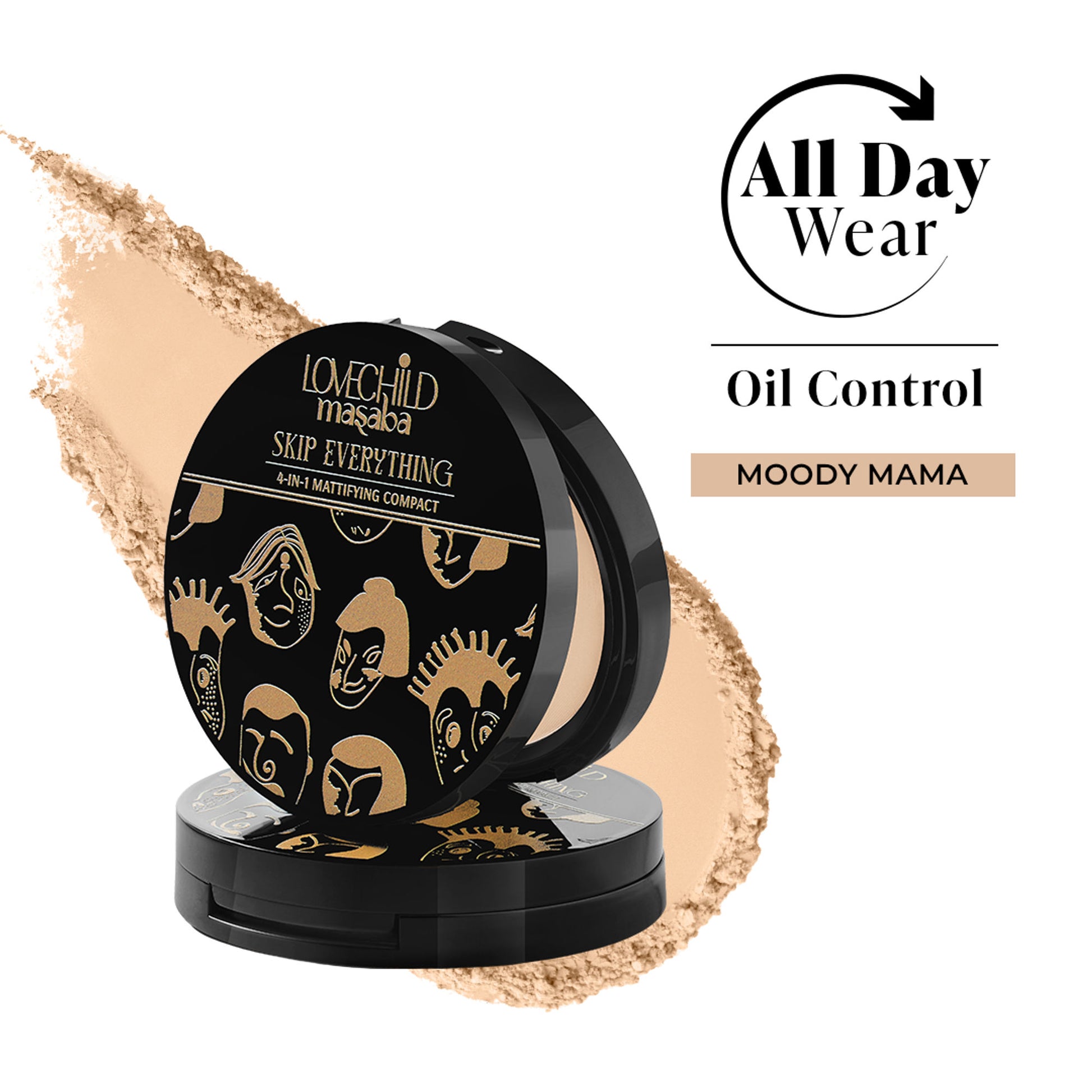 LoveChild Masaba Skip Everything Mattifying Compact - Moody Mama