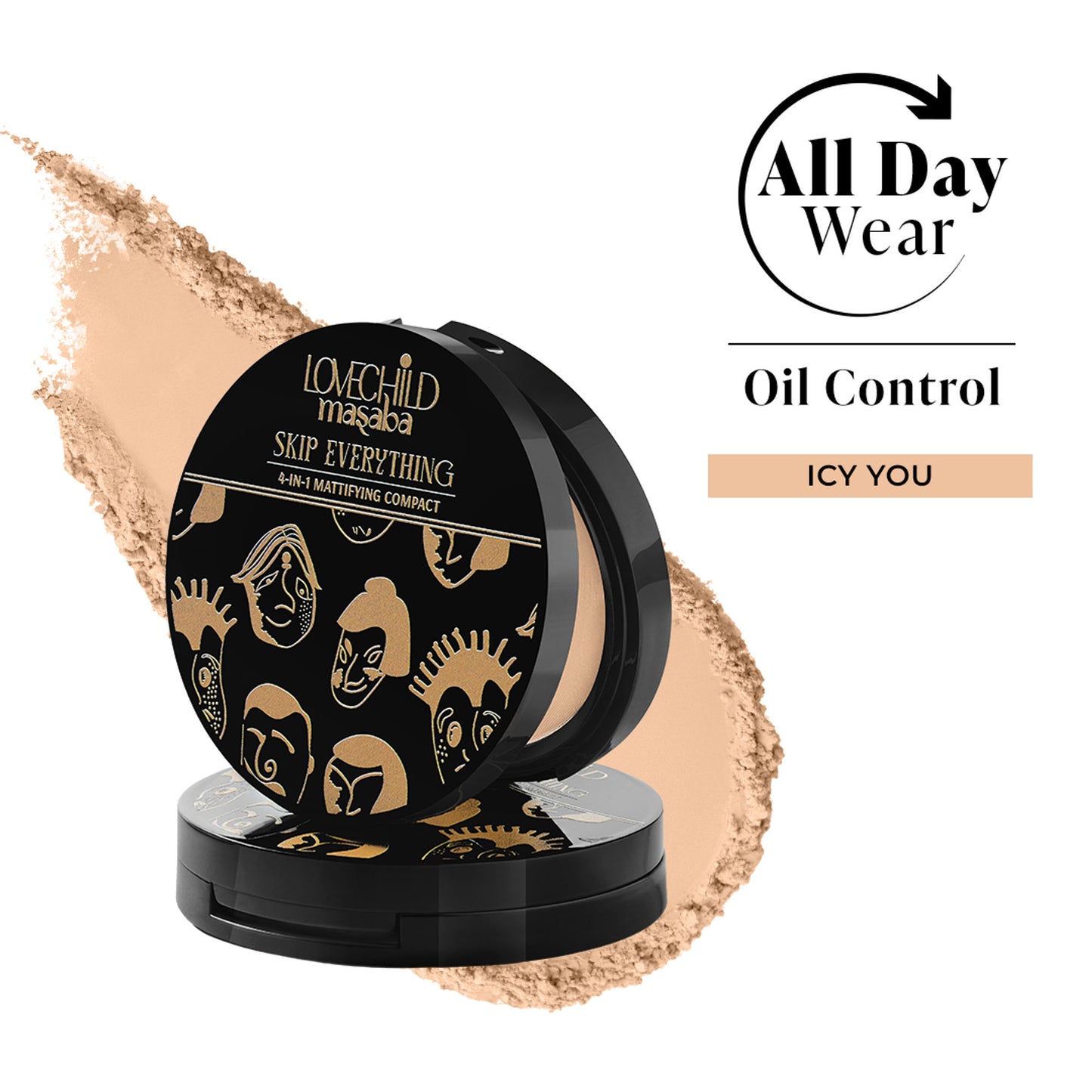 LoveChild Masaba Skip Everything Mattifying Compact - Icy You