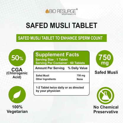 Bio Resurge Life Safed Musli Tablets - Indyancart