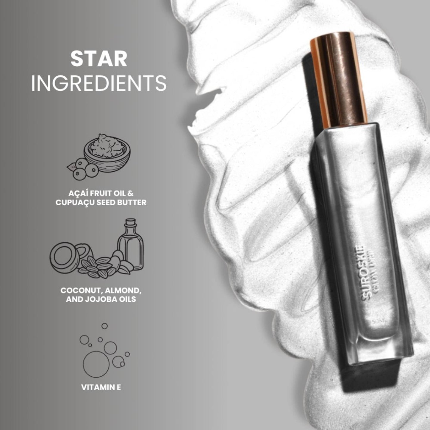 SUROSKIE Glow Drip Shimmer For Radiant & Luminous Skin - Silver