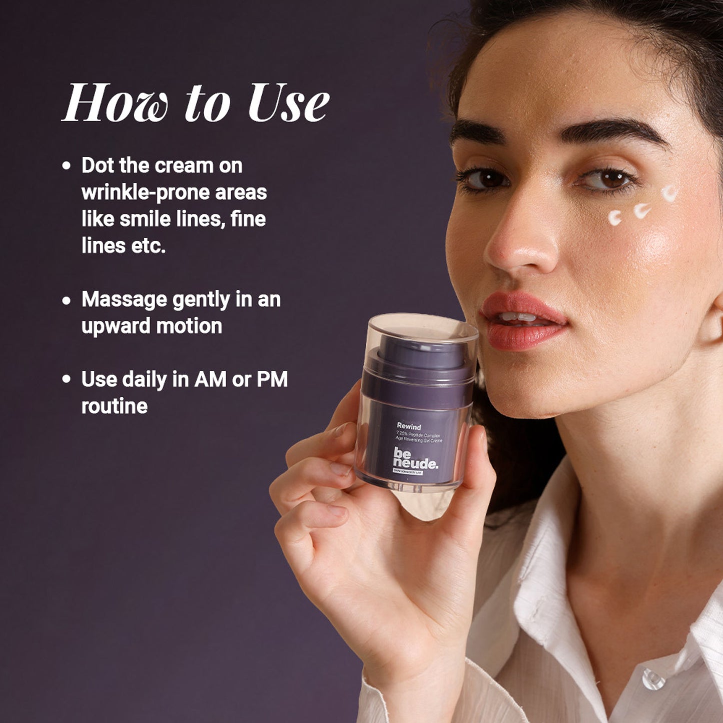 Be Neude Rewind Age Reversing Gel Creme Wrinkle&FineLine Reduction 5.25% Advanced Peptide Complex