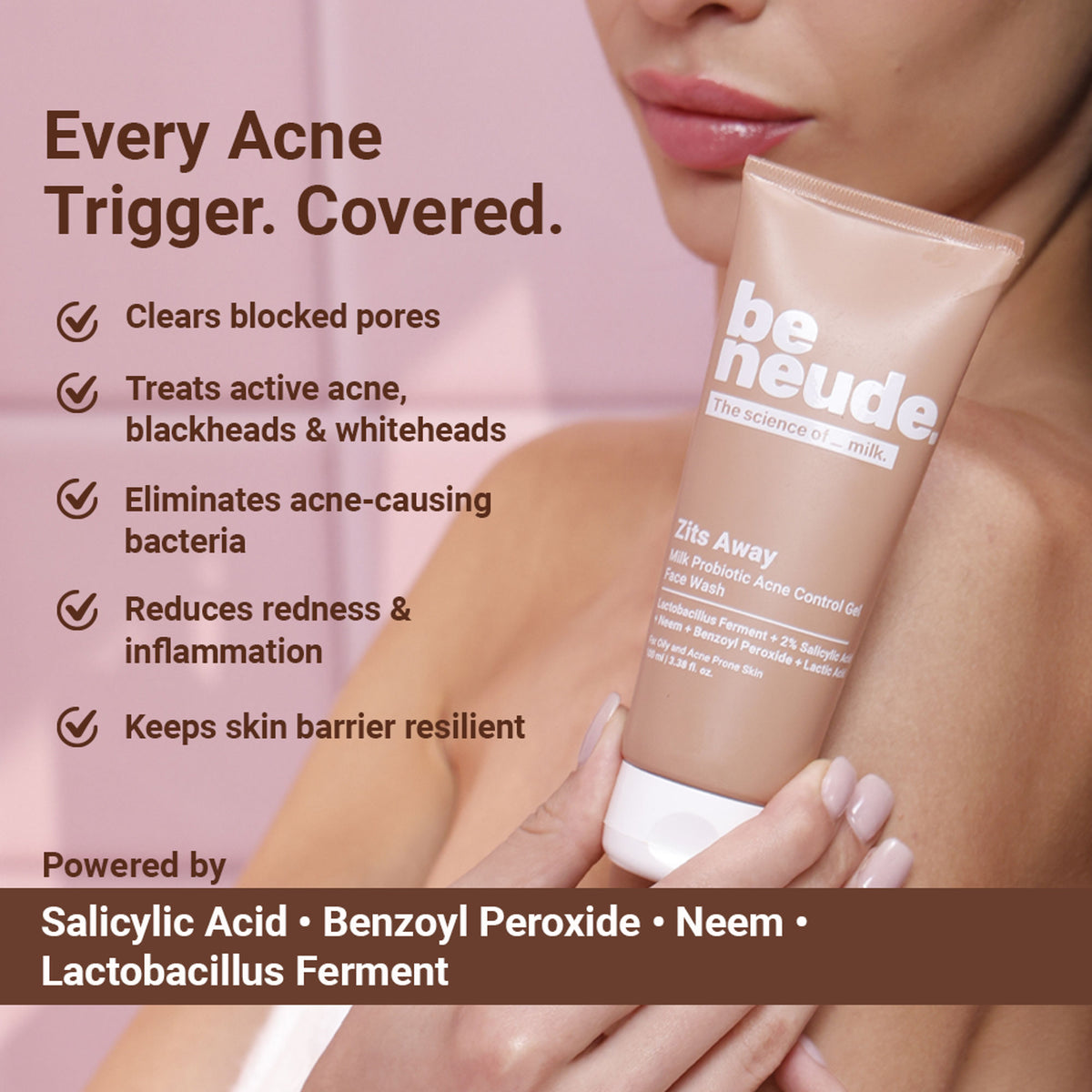 Be Neude Milk Probiotic Acne Conrol Gel Face Wash