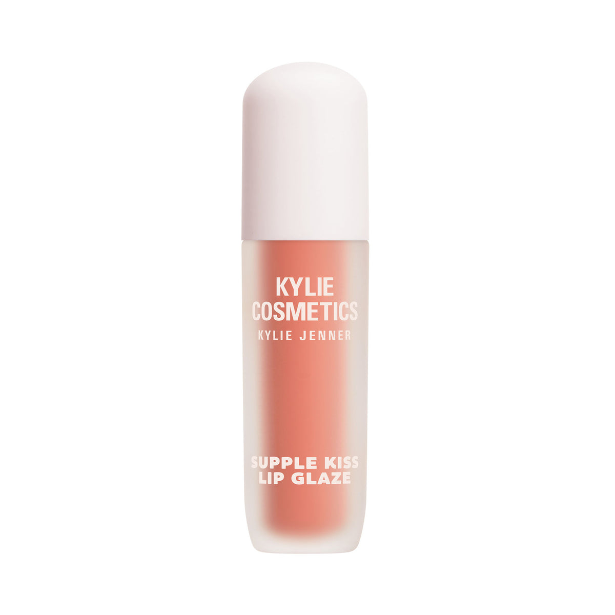 Kylie Cosmetics Supple Kiss Lip Glaze in All Yours, clear lip gloss with a shiny finish, displayed in a sleek tube.