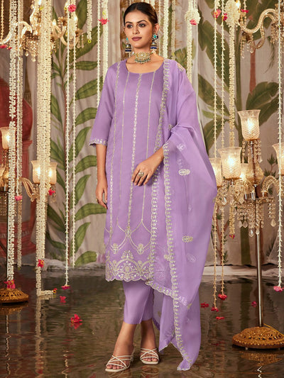 Indyancart IE Women Ethnic Motifs Embroidered Regular Thread Work Kurta with Trousers & With Dupatta