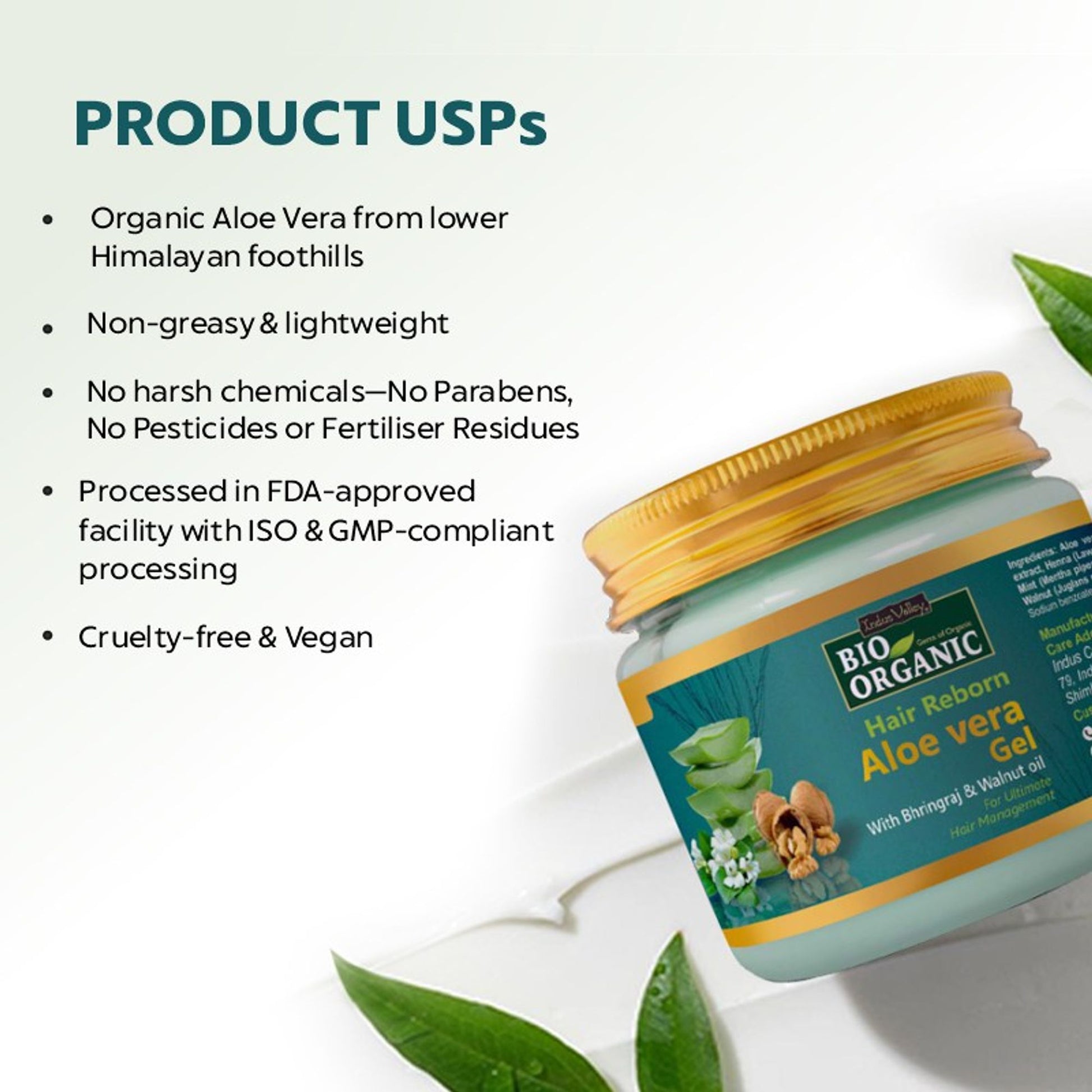 Indus Valley Aloe Vera Gel Hair Reborn Repair & Shine Booster