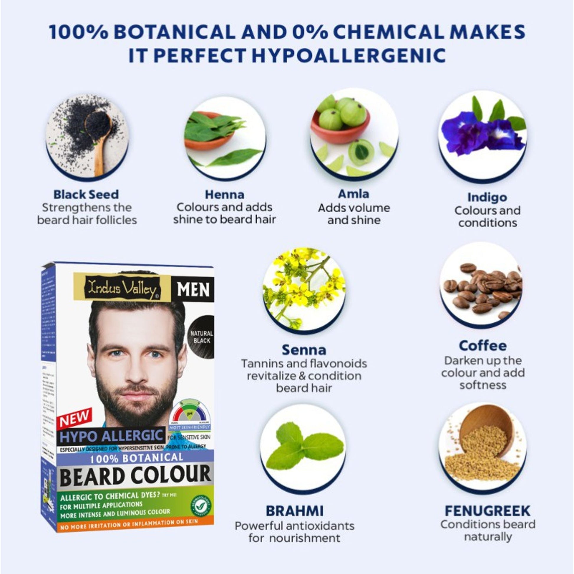 Indus Valley Men Hypo Allergic Beard Colour - Natural Black