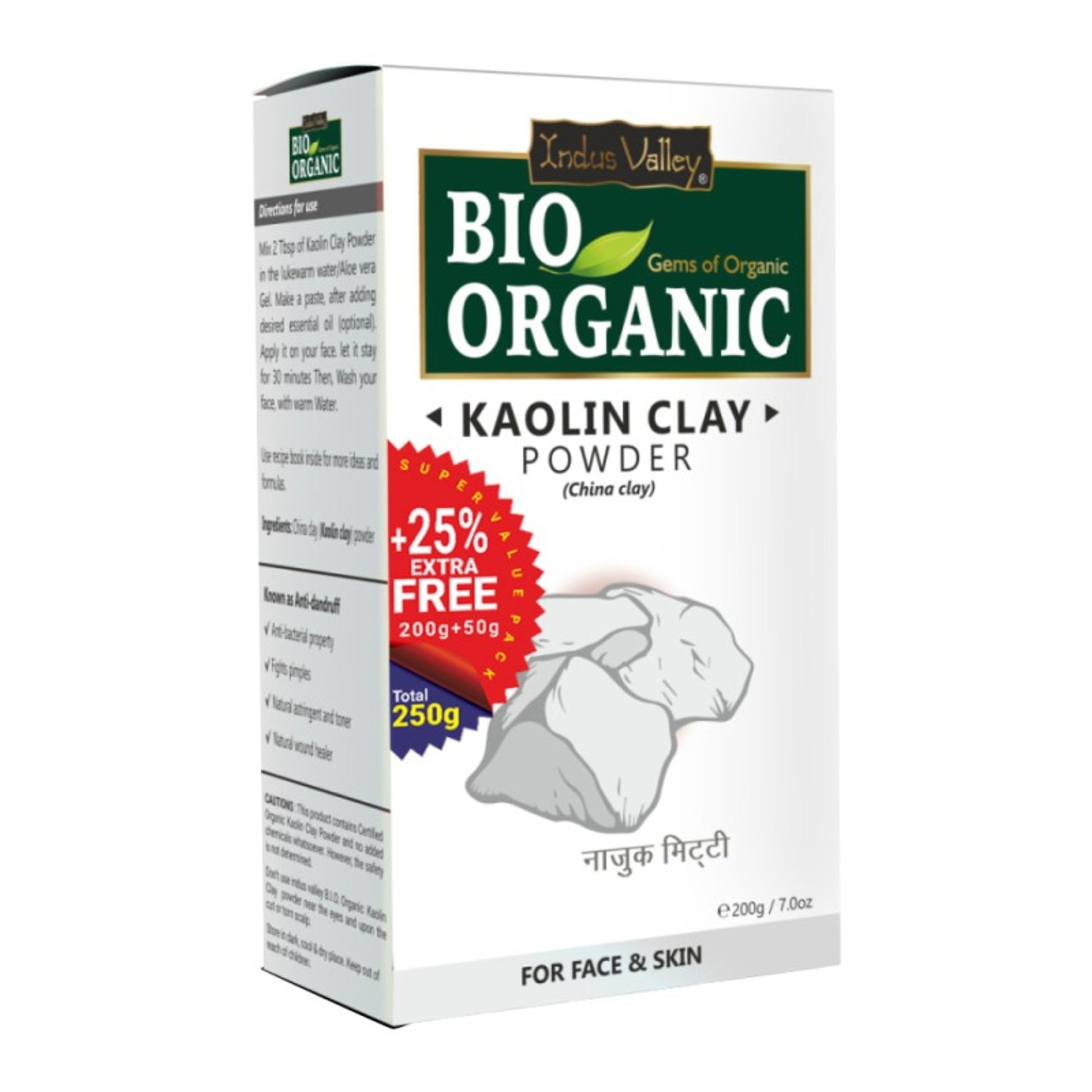 Indus Valley Bio Organic Kaolin Clay Powder for Face & Skin