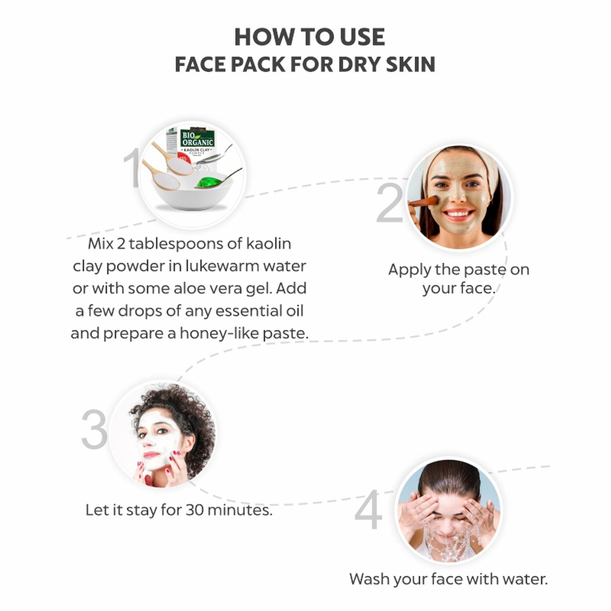 Indus Valley Bio Organic Kaolin Clay Powder for Face & Skin