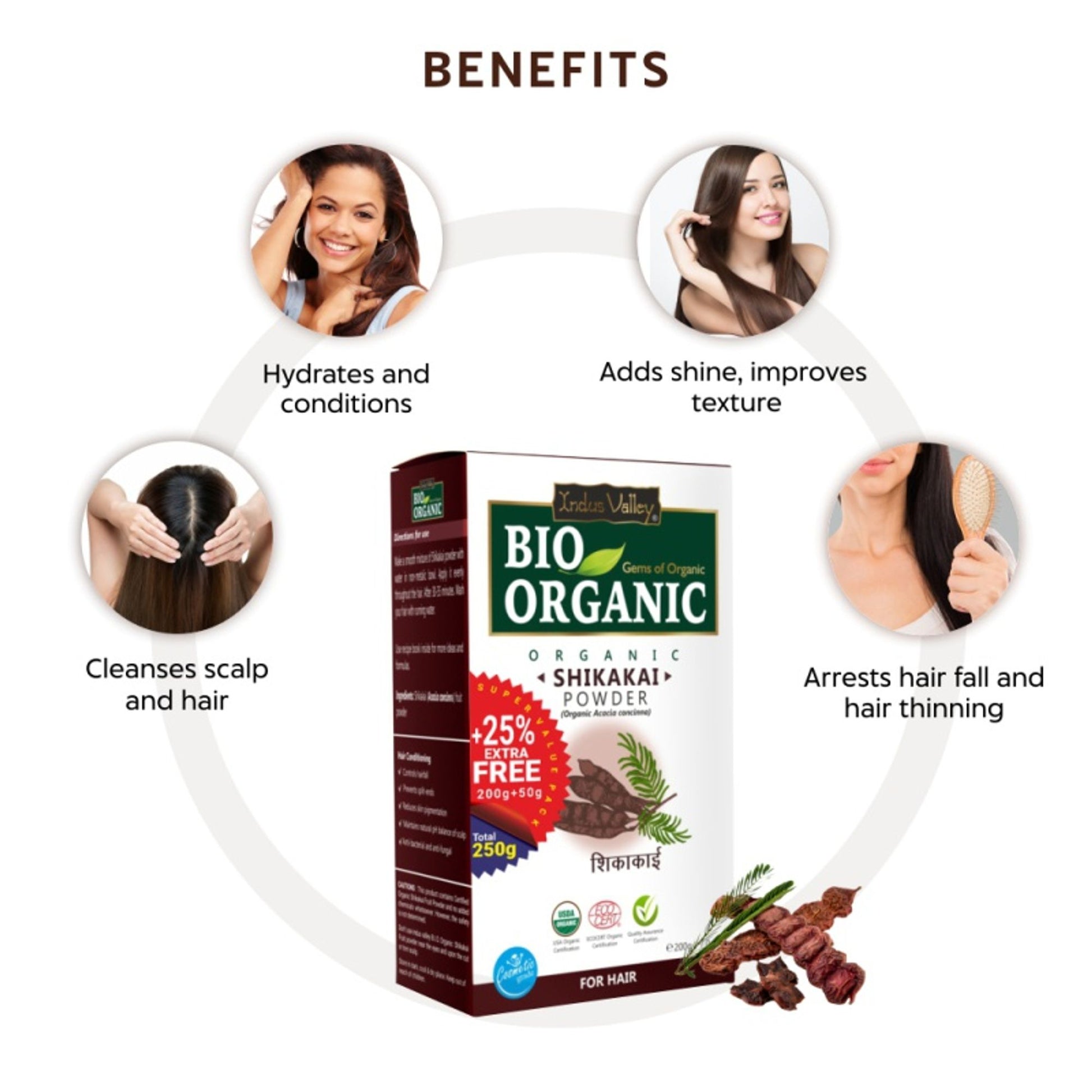 Indus Valley Bio Organic Shikakai Powder for Hair